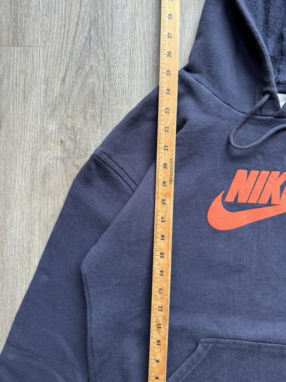 Rare Vintage Y2K Nike Swoosh Spell Out Navy Blue Hoodie XL Grey Tag Sports Hype - Picture 8 of 8